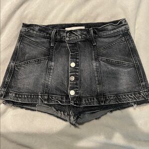 Mother SUPERIOR-Stylish Gray Denim Button-Up SKORT